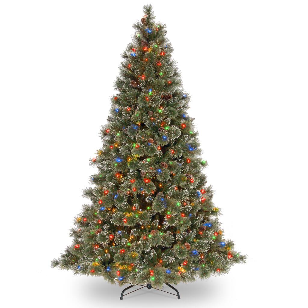 National Tree Company 7.5 ft. Glittery Bristle Pine Tree with Clear Lights