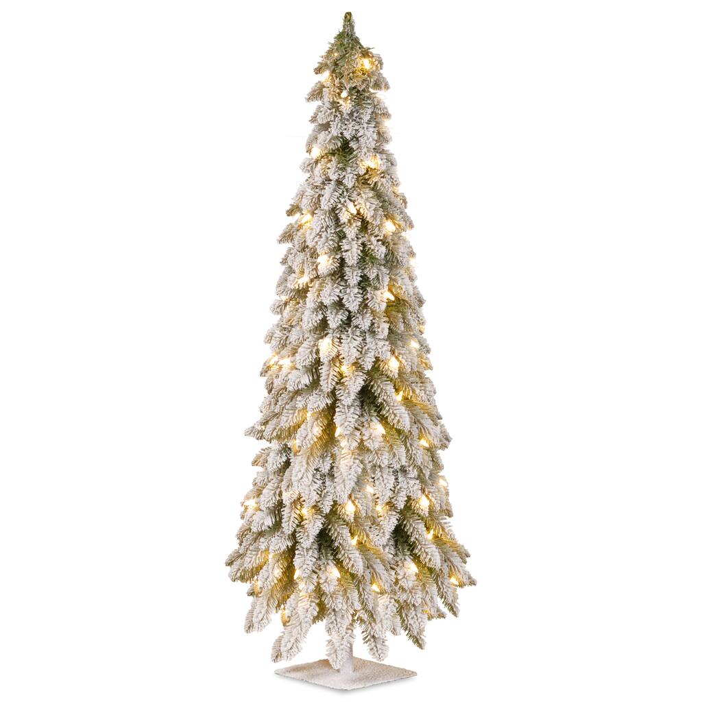 National Tree Company 6 ft. Snowy Down-swept Artificial Tree With Clear Lights - 5 Foot