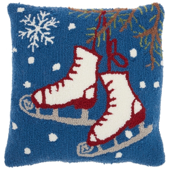 Mina Victory Multicolor Holiday Ice Skates 18 x 18-inch Pillow by Nourison