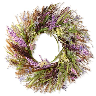 National Tree Company 22 in. Mixed Leaf Plastic Artificial Spring Wreath