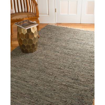 Natural Area Rugs Hand Loomed Brinson Leather Jute Rug, (5' x 8') - Multi - 5' x 8'