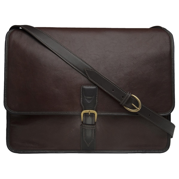 Shop Hidesign Harrison Brown Buffalo Leather Laptop Messenger Bag - Overstock - 13008865