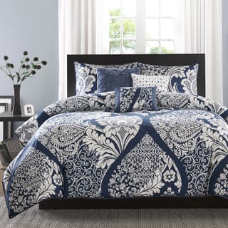 California King Size Duvet Covers For Less Madison Park Marcella Indigo Cotton Printed 6 Piece Duvet Cover Set