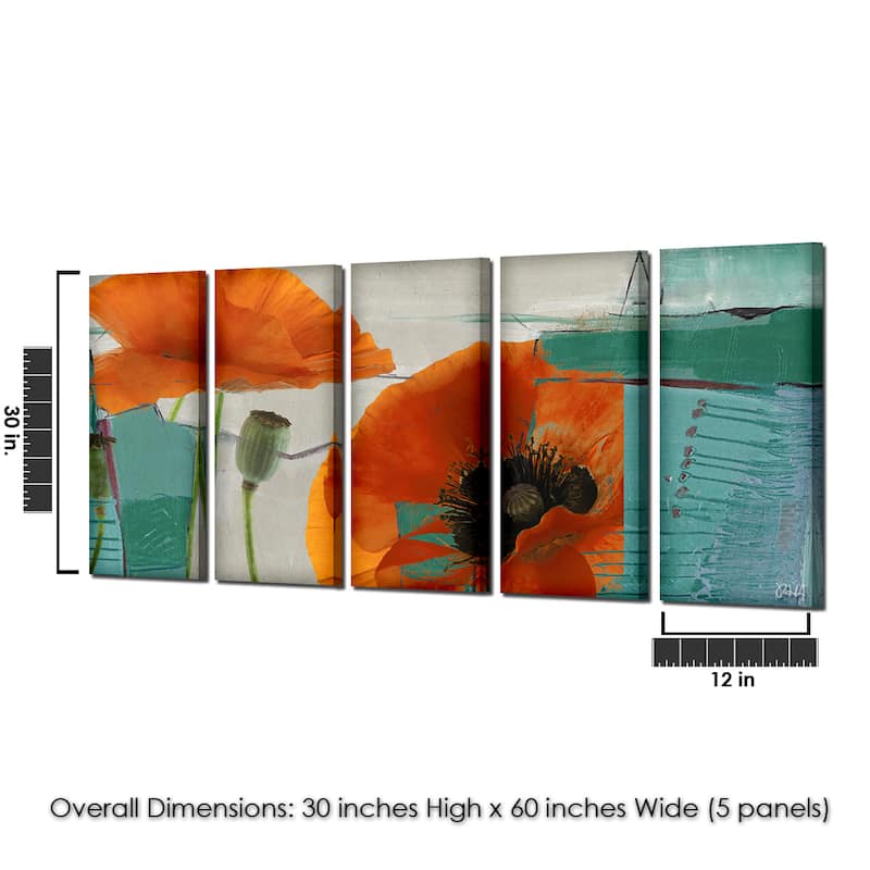 Ready2HangArt 'Painted Petals XXXIII' 5-Piece Canvas Wall Art Set
