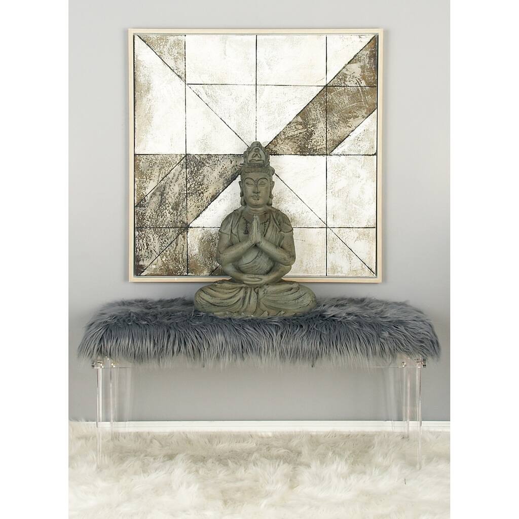 Classy Acrylic Grey Faux Fur Bench