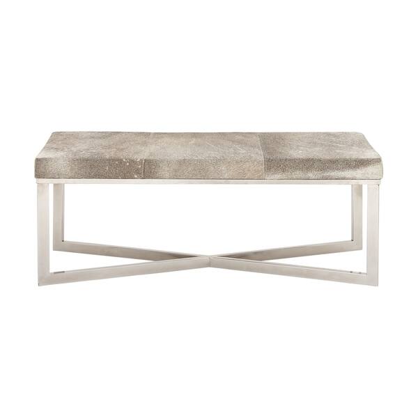Shop Modern Gray Hide Leather Covered Wooden Bench By Studio 350