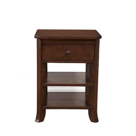 Alpine Baker Nightstand with Drawer and 2 Open Shelves