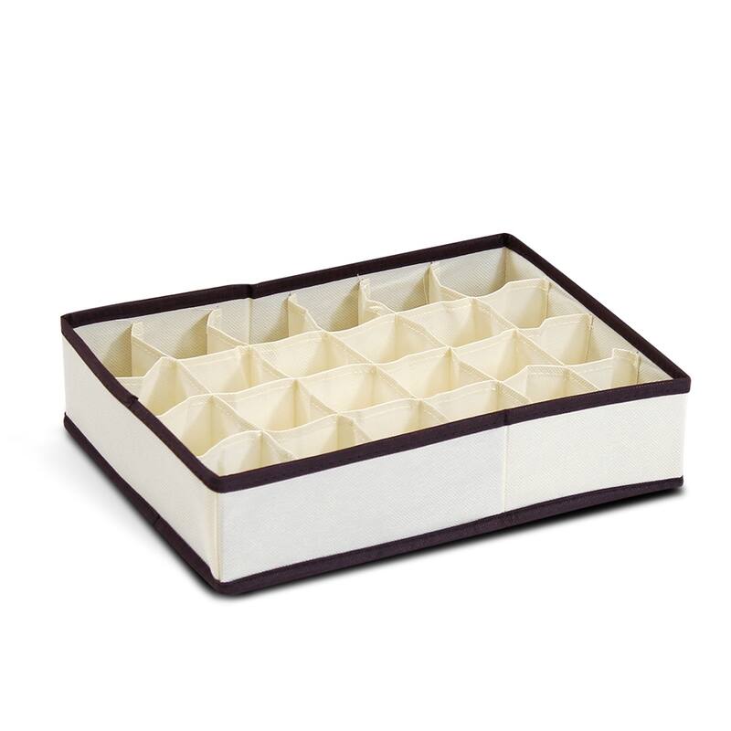 Furinno Non-woven Ivory with Mid Brown Trim Fabric Soft Storage Organizer