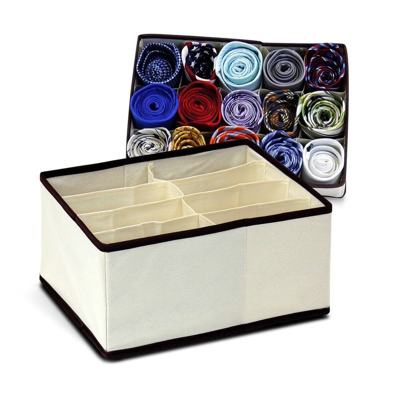 Furinno Non-woven Ivory with Mid Brown Trim Fabric Soft Storage Organizer