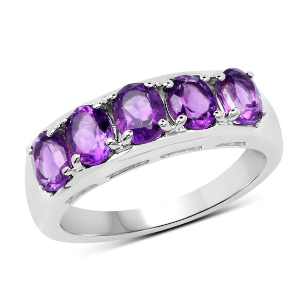 1.70 Carat Genuine Amethyst .925 Sterling Silver Ring