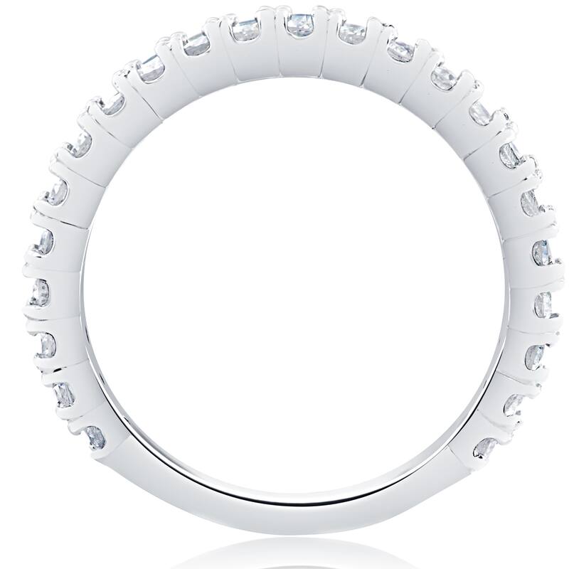 14k White Gold 3/4ct Half Eternity Double Row Diamond Ring