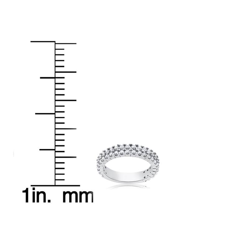 14k White Gold 3/4ct Half Eternity Double Row Diamond Ring