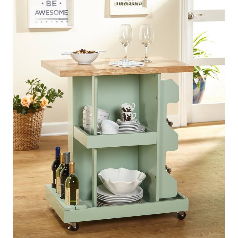 Simple Living Hampton Rolling Kitchen Cart with Wine Storage
