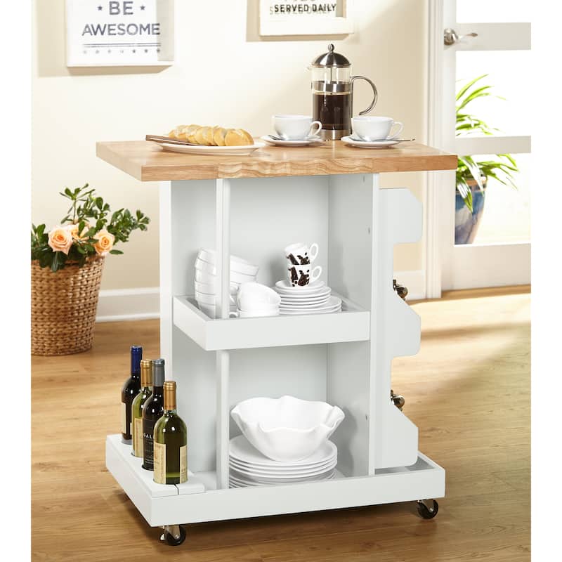 Simple Living Hampton Rolling Kitchen Cart with Wine Storage