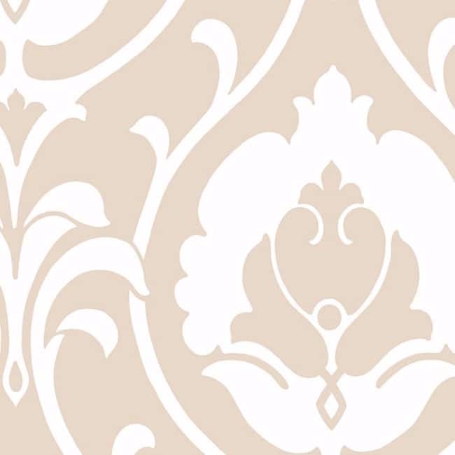 Italian Damask Edinburgh 32.7-foot x 20.5-inch-inch Heirloom Damask Wallpaper - 32.7' x 20.5 - Beige/White
