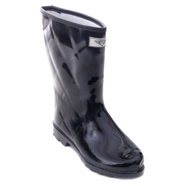 black mid calf rain boots