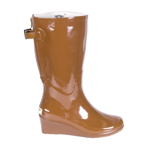wedge heel rain boots