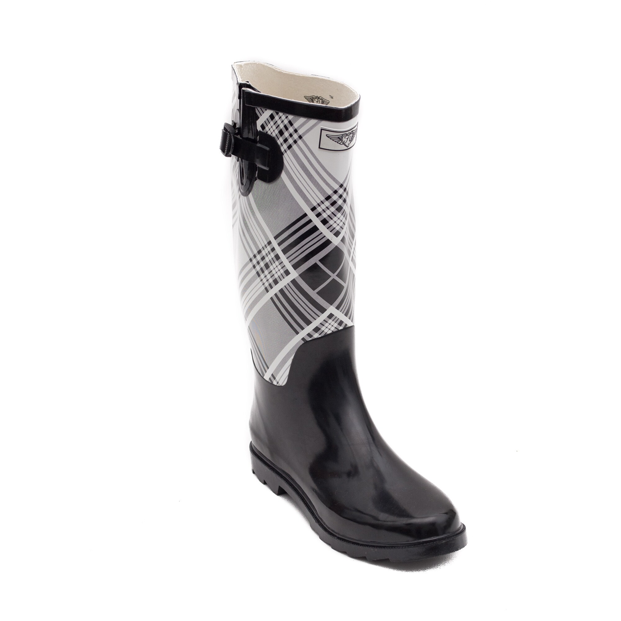 plaid rain boots
