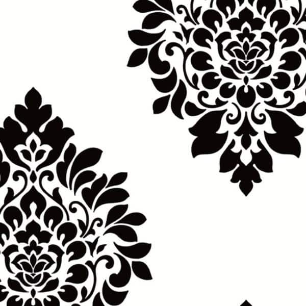 Medallion Damask Bradford Blue and Black Vinyl 32.7-foot x 20.5-inch Large Damask Spot Wallpaper