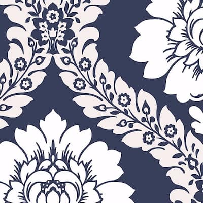 Daisy Damask Floral Damask Paper and Vinyl 32.7-foot x 20.5-inch Wallpaper - 32.7' x 20.5