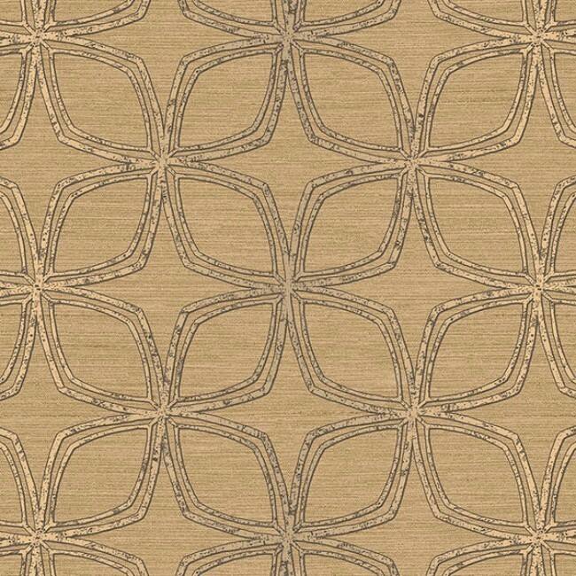 Geo Dudley Geometric Floral Wallpaper Roll (32.7 ft. by 20.5 in.) - 32.7' by 20.5 - Gold, Beige, Black  and Camel