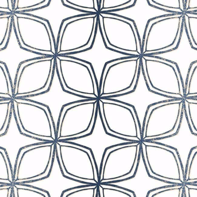 Geo Dudley Geometric Floral Wallpaper Roll (32.7 ft. by 20.5 in.) - 32.7' by 20.5 - Navy Blue, Gold, Grey