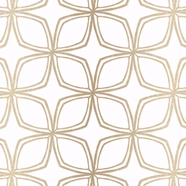 Geo Dudley Geometric Floral Wallpaper Roll (32.7 ft. by 20.5 in.) - 32.7' by 20.5 - Navy Blue, Gold, Grey and Off White