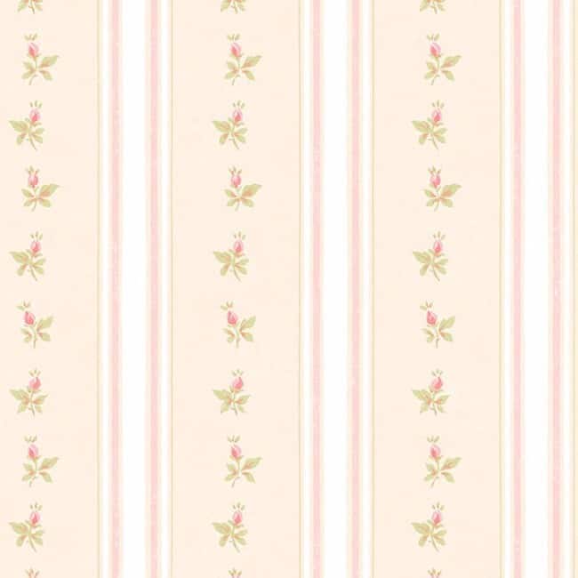 Shabby Stripe with Roses Stratford Multicolor Vinyl 10.9-yard x 20.5-inch Striped Floral Wallpaper