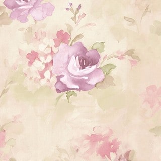 Manhattan Comfort Waterbury Floral Watercolor 32.7-foot x 20.5-inch Wallpaper - 32.7 x 20.5 (Tan/Cream)
