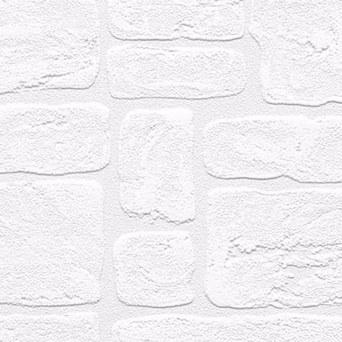 Andrew White Textured Paintable Bricks 33-foot x 21 Wallpaper - 33-foot x 21