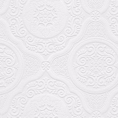 Carter White 33-foot x 21-inch Textured Paintable Floral Scroll Wallpaper - 33' x 21
