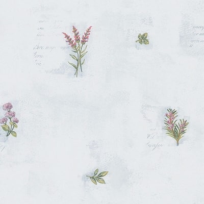 Herb Flowers Sidewall Lakeland Multicolor Vinyl 32.7-foot x 20.5-inch Floral Script Wallpaper