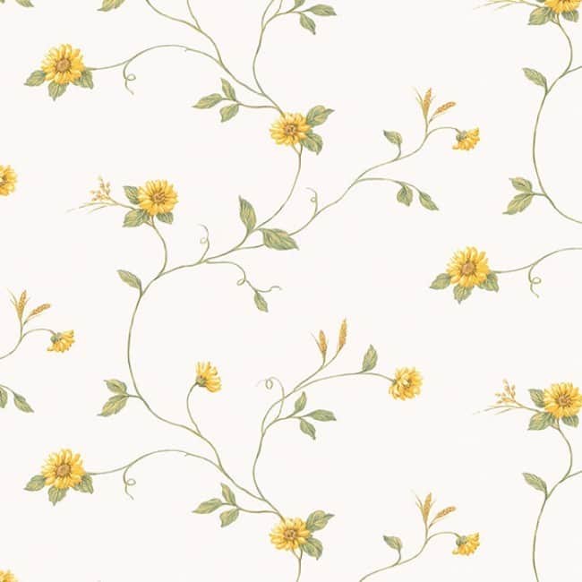 Debary Yellow/Green/Off-white 32.7-foot x 20.5-inch-inch Sunflower Wallpaper