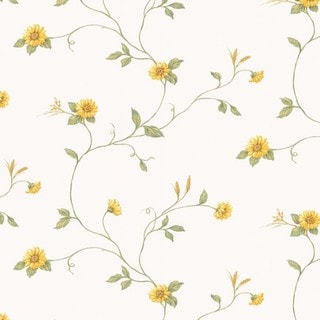 Debary Yellow/Green/Off-white 32.7-foot x 20.5-inch-inch Sunflower Wallpaper