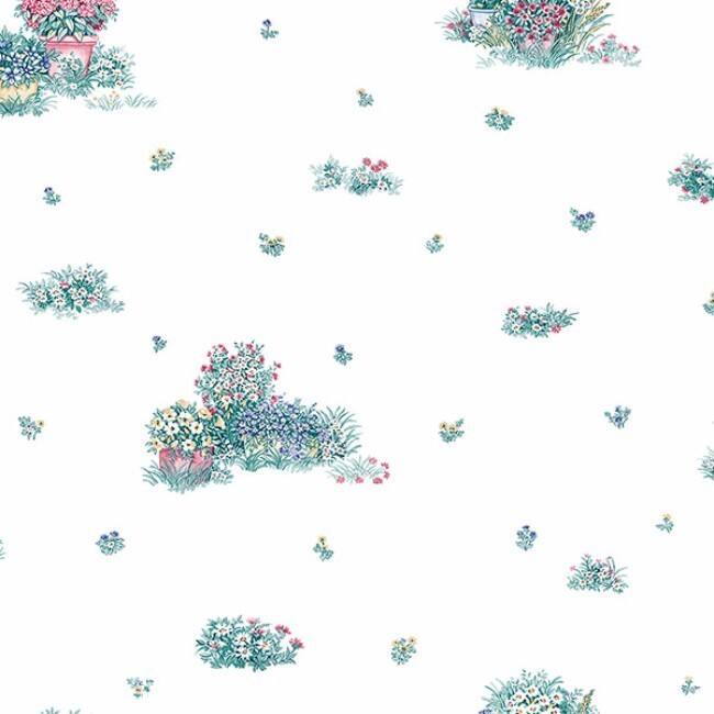 Cocoa' Multicolored Paper/Vinyl Floral Garden Wallpaper
