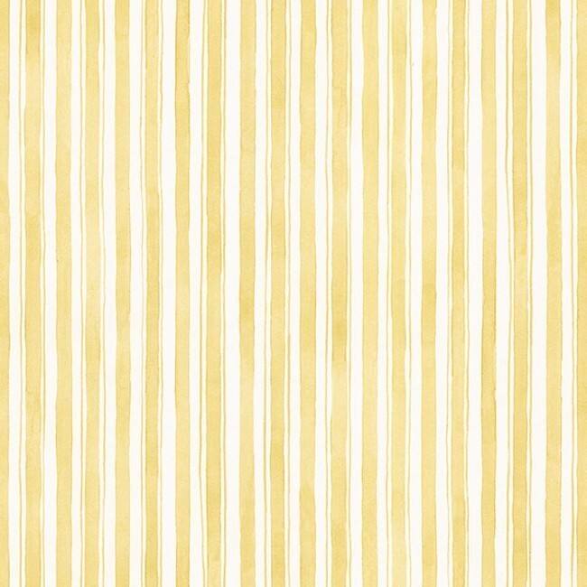 Quincy Yellow and Off-white Striped Wallpaper