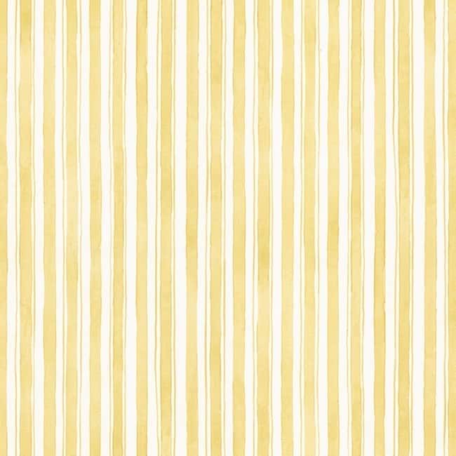 Quincy Yellow and Off-white Striped Wallpaper