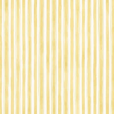 Quincy Yellow and Off-white Striped Wallpaper