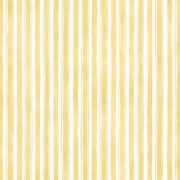 Quincy Yellow and Off-white Striped Wallpaper - 13024825