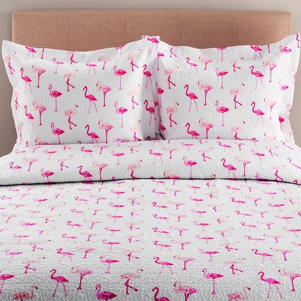 Shop Whimsical Flamingo Print 3-piece Quilt Set - Overstock - 13024978