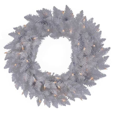 24" Pre-Lit Sparkle White Spruce Artificial Christmas Wreath - Clear Lights