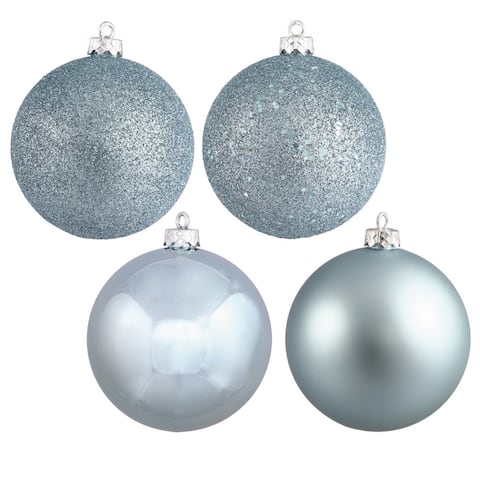 4-finished Baby Blue Plastic 3-inch Assorted Ball Ornaments (Case of 16)