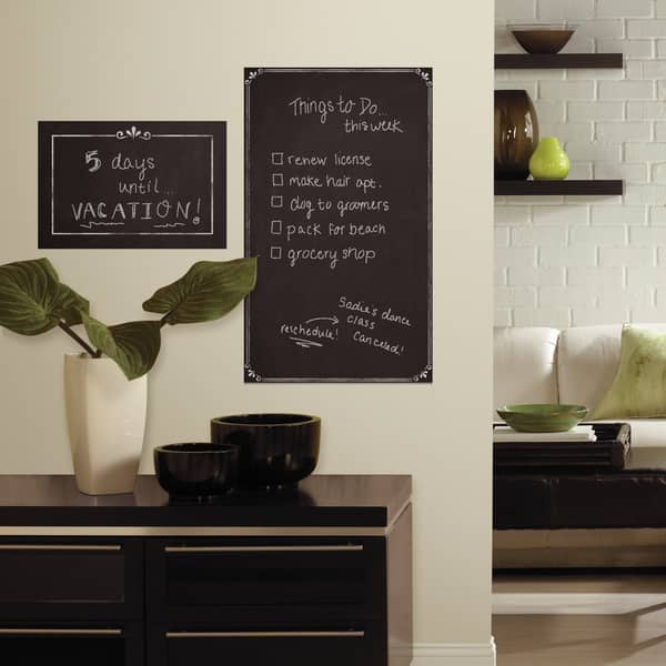 slide 2 of 2, RoomMates Black Vinyl Decorative Chalkboard Peel-and-Stick Giant Wall Decals