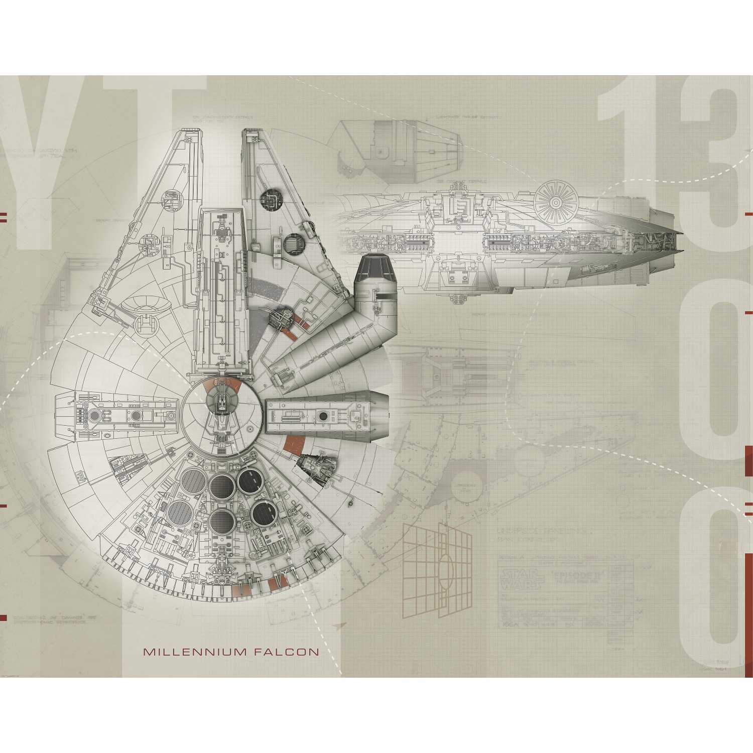 Roommates Star Wars Millennium Falcon 6 X 75 Ultra Strippable Prepasted Mural