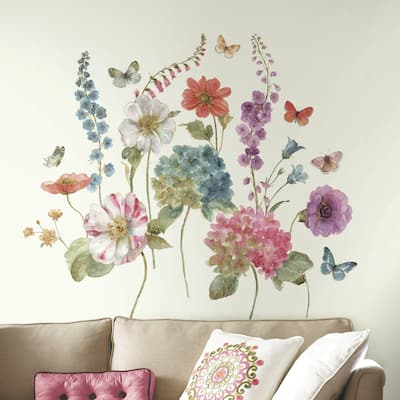 Roommates Lisa Audit Garden Flowers Peel and Stick Giant Wall Decals