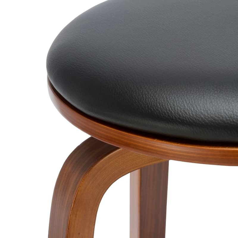Porthos Home Williams Swivel Bar Stools (Set of 2), PU Upholstery, Wooden Legs