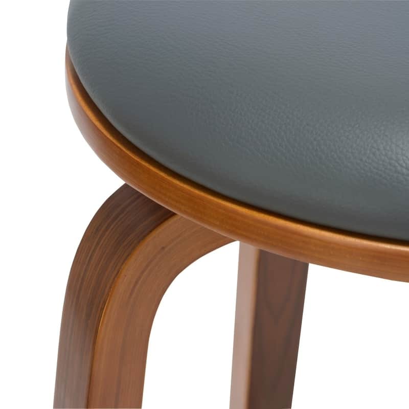Porthos Home Williams Swivel Bar Stools (Set of 2), PU Upholstery, Wooden Legs