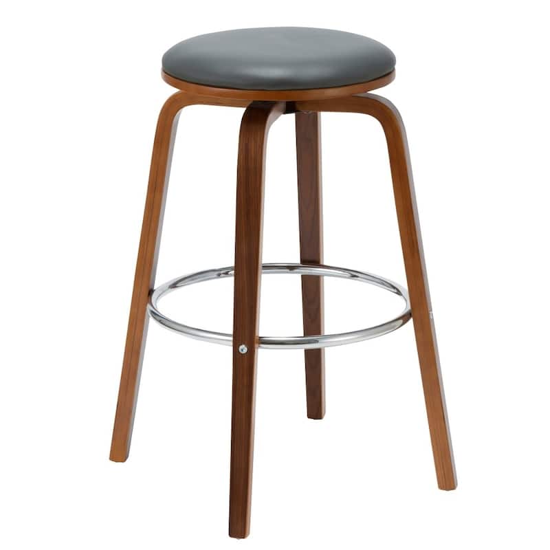 Porthos Home Williams Swivel Bar Stools (Set of 2), PU Upholstery, Wooden Legs