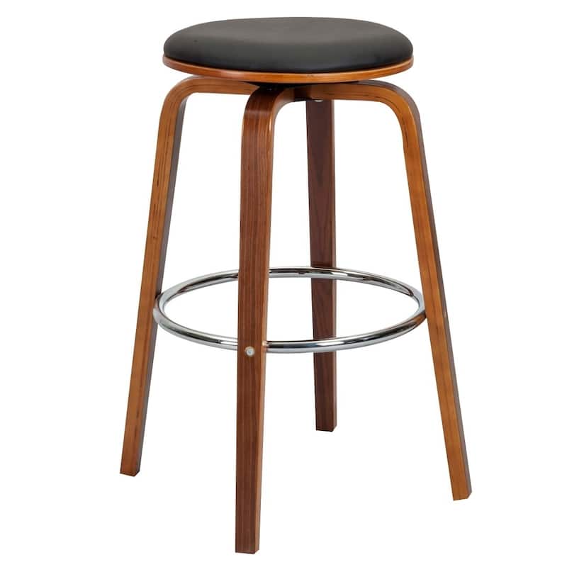 Porthos Home Williams Swivel Bar Stools (Set of 2), PU Upholstery, Wooden Legs