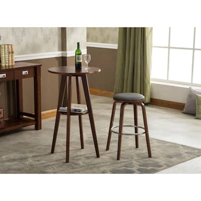 Porthos Home Williams Swivel Bar Stools (Set of 2), PU Upholstery, Wooden Legs